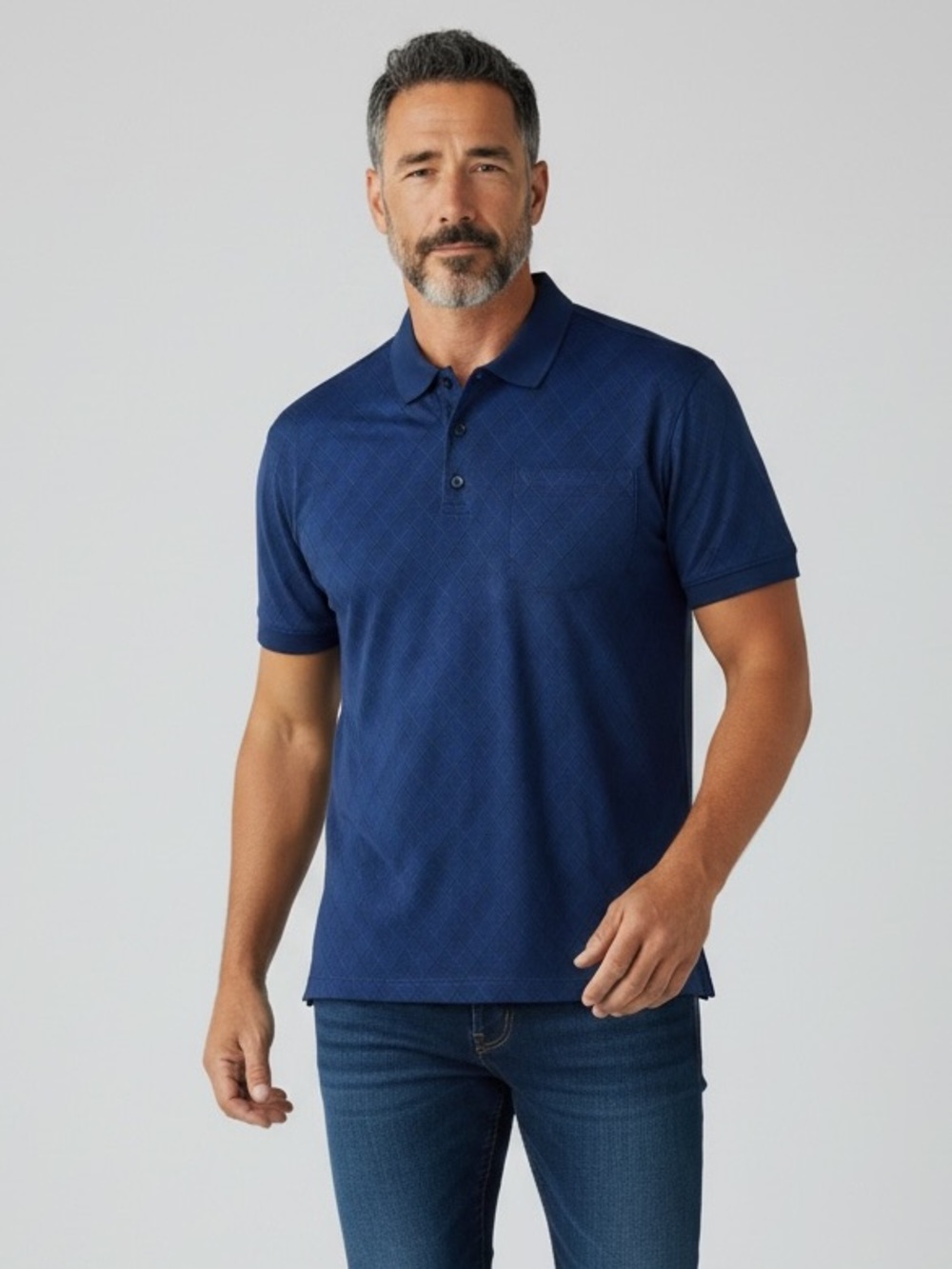 Hathaway Men’s Size XL Blue Short Sleeve Plaid 100% Cotton Polo Shirt